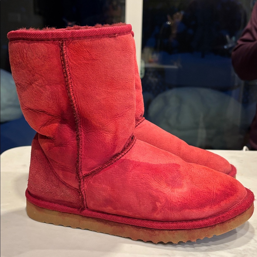 UGG Women's Plush Pink Ankle Boots